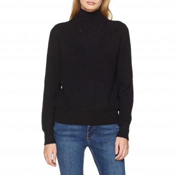 Noisy May Nmsati L/s High Neck Hole Knit Noos, suéter para Mujer, Negro Black, 42