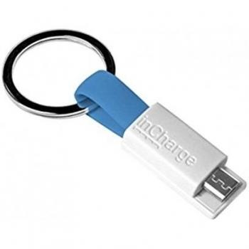 Incharge Llavero USB‑C a Micro‑USB, conectores magnéticos, cian