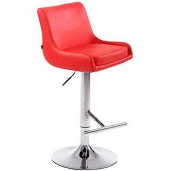 Penderie bar haut ajustable similicuir rouge, cadre chrome