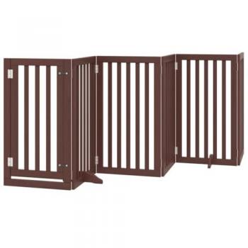 Barrière pour chien pliable 15 panneaux en bois de peuplier marron