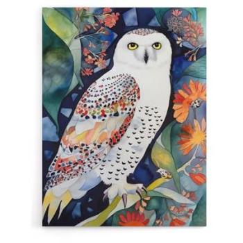 Artery8 Snowy Owl & Blooming Tree Canvas