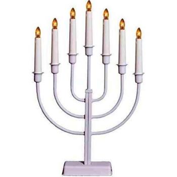 Candelabro Kristina, 7 luces, blanco, metal, 47 cm