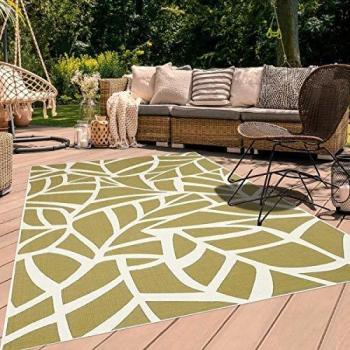 Tapis Terrasse 123x180 cm Rectangulaire Feuille EX Vert