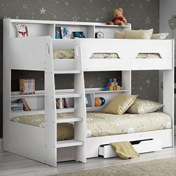 Happy Beds Orion White Wooden Bunk Bed with Underbed Drawer