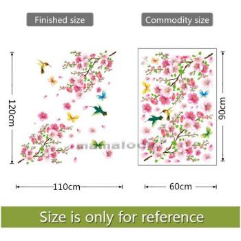Autocollants muraux DIY fleurs de pêche et personnages