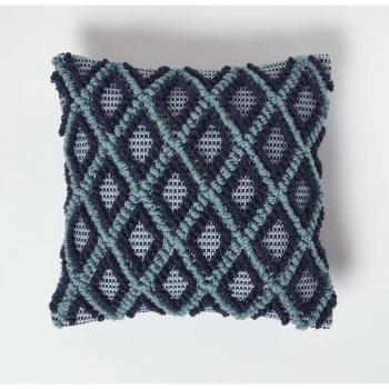 Homescapes Handwoven Textured Navy & Teal Cushion 45 x 45 cm