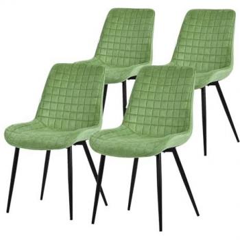 Esszimmerstuhl 4er Set Salbei Samtbezug und Metallbeine mit Rückenlehne von ML-DESIGN