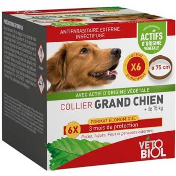 Vétobiol Collier Antiparasitaire pour Chien de Grande Taille (75 cm)