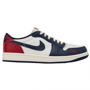 Nike Jordan 1 Retro – Chaussure basse, teinte rouge gym et bleu nuit sombre – Taille 47,5