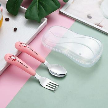 Couverts en acier inoxydable pour enfants, ensemble Kawaii de 2 pièces