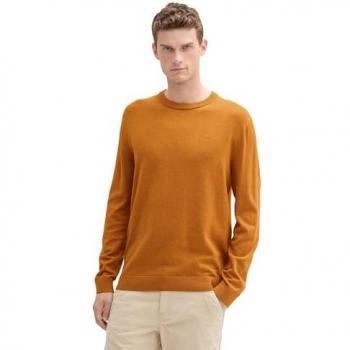 Tom Tailor Baumwollpullover mit Rundhalsausschnitt, Dunkelgelb, Größe XXL