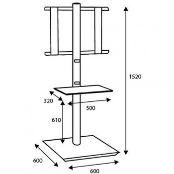 Supporto TV Handy Maxi, Nero, H 152 cm