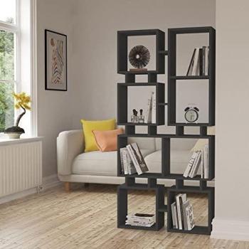 Libreria in legno 79x166,5H cm bifacciale colore antracite