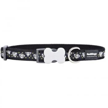 Collier Canin Noir Diamant Rouge Dingo 20 mm, Ajustement 31‑47 cm
