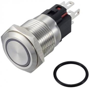 Bouton-poussoir inoxydable bleu 250 V/AC 3 A avec rappel