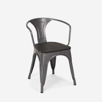 Sedie bar metallo legno grigio scuro