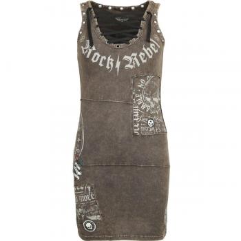 Miniabito in verde oliva con occhietti e patch di Rock Rebel by EMP