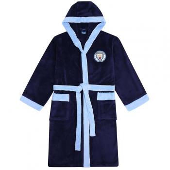 Abrigo de fútbol Manchester City, oficial, para hombres, con capucha de vellón, azul marino, L