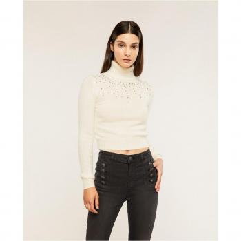 Jersey de mujer Motivi con cuello alto y cristales decorativos