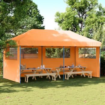 Tienda plegable de fiesta con 3 paredes laterales color naranja