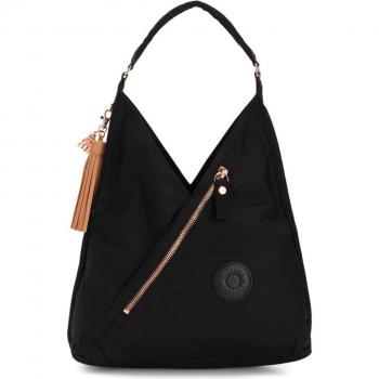 Kipling OLINA Tragetasche Schwarz mit Rosé-Akzenten