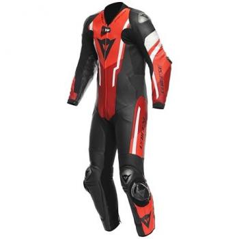 Dainese Misano 3 D-Air Tuta in Pelle da Moto Traforata 1 Pezzo Nero/Rosso 56