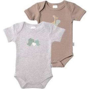 Liliput Baby-Bodies im 2er-Pack Dinos grau-melange/kaffee