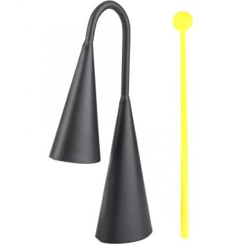 Instrumento de percusión cowbell de metal con dos tonos y golpeador