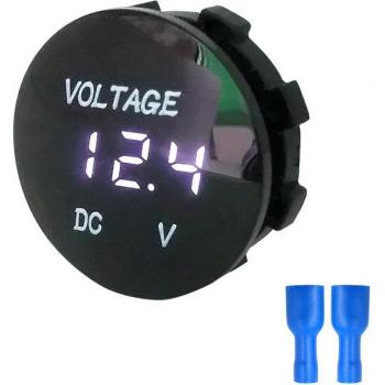 Voltímetro LED Redondo 12V-24V, Pantalla digital para ATV y coche