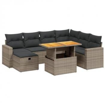 Outdoor Living 8‑Piece Grey Rattan Sofa Collection – Includes Cushions