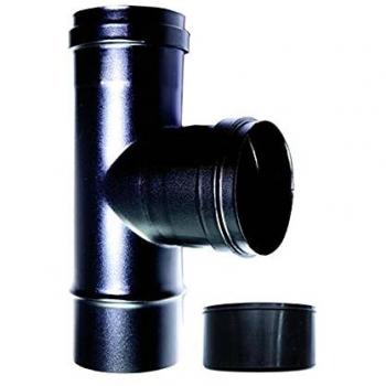 Raccord chaudière à T 90° DN 100 mm émaillé 600°C tube noir poêle à pellets CE Italie