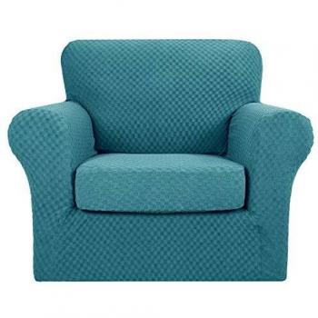 MAXIJIN 2 Piece Jacquard Chair Covers with Arms Elastic Sofa Couch Protector