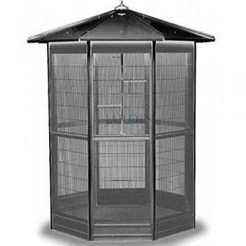 Cage à oiseaux Suinga 150 × 235 cm – abri 8 côtés, toit peint vert, galvanisé