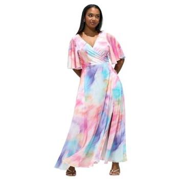 Size 16 Women’s Multicolor Abstract Wrap Gown