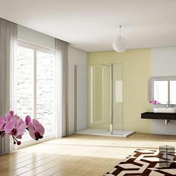 Ducha Casa 130+30 x 200 cm – Mampara Frontal Dual con Cristal Antical y Barra de 90 cm en Cromado