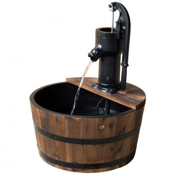 Wooden Barrel Water Fountain with Pump