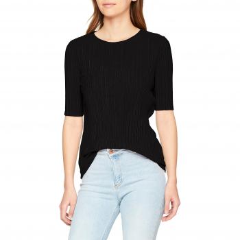 PIECES Pcmarla 2/4 Top, Camiseta para Mujer, Negro, Talla Mediana