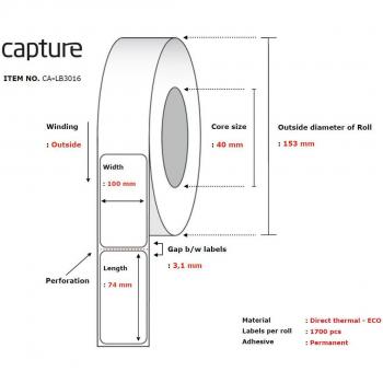 Capture Labels 100 × 74 mm Core 40