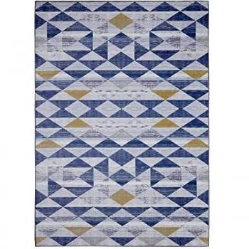 Grand Tapis de Salon BEDSURE 160x230 – Jaune, Motif Géométr
