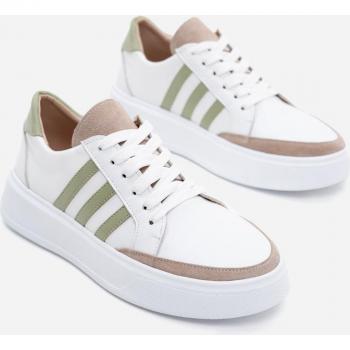 Trendy Leder Sneakers, gestreept, maat 41