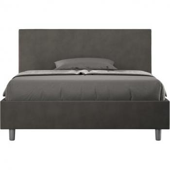 Letto Imbottito Matrimoniale Francesa 140x190 Grigio Adele con Rete