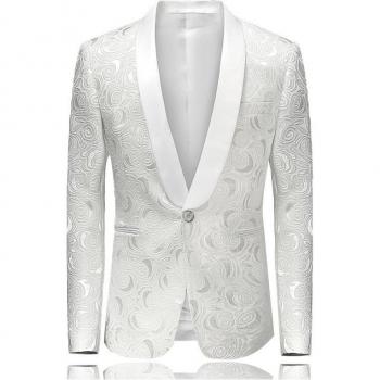 Men's White Floral Blazer for Parties