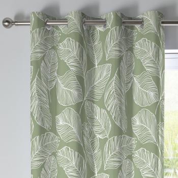 Fusion Matteo Green Eyelet Window Curtains