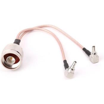Antennenkabel Kombi Splitter Y‑Typ, N-Stecker auf 2×TS9/CRC9, RG316 15 cm – Huawei 3G/4G Modem