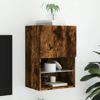 VidaXL Smoked Oak Media Console with LED Lighting 40.5x30x60 cm