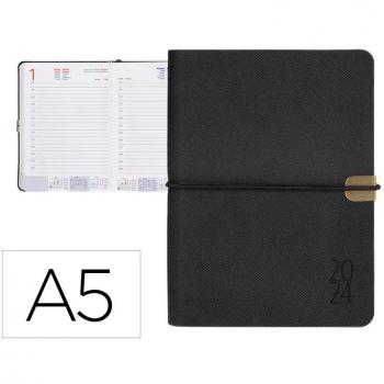 Agenda A5 2024 Líder Egina Encuadernada Día Página Color Negro 70 g