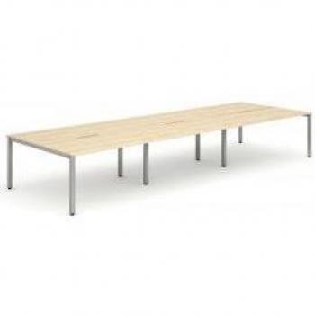 Evolve B2B Silver Frame Bench Desk 1400 Maple (6 Pod)