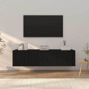 Vidaxl 3-tlg. TV-Möbel-Set Schwarz Holzwerkstoff