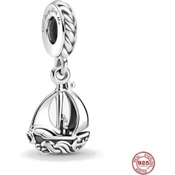 Brazalete y Colgante P623: Barco Vela en Color Plateado