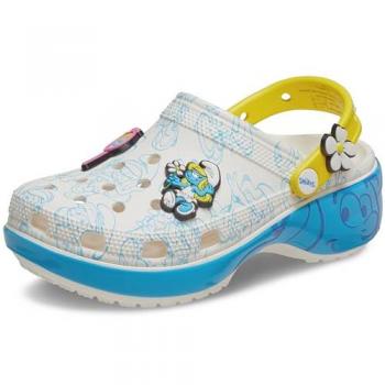 Crocs Zuecos Smurfs para Mujer con Plataforma